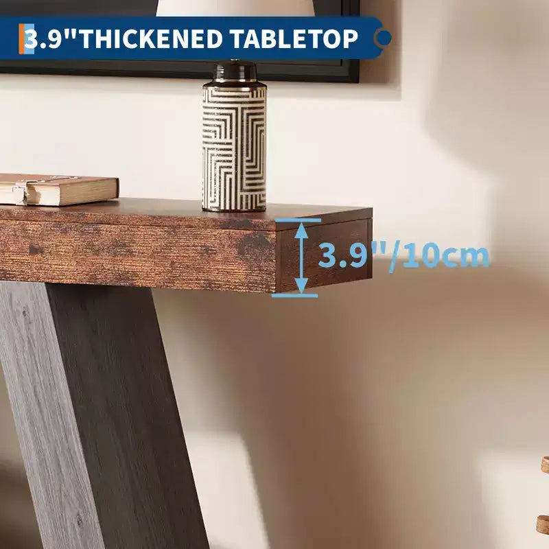 55 Inch Narrow Console Table - 2-Tier Entryway Sofa Table for Hallway, Living Room, Foyer, Office - Slim Behind Couch Side Table