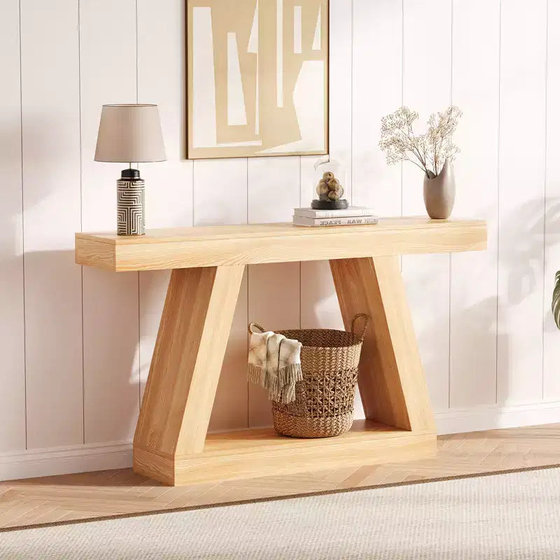 55 Inch Narrow Console Table - 2-Tier Entryway Sofa Table for Hallway, Living Room, Foyer, Office - Slim Behind Couch Side Table