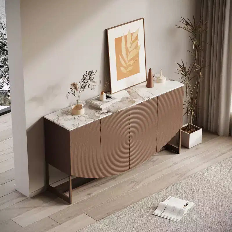 Modern Wave Texture Sideboard Storage Cabinet