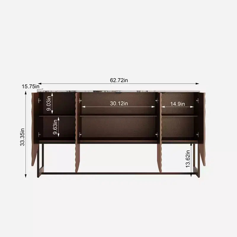 Modern Wave Texture Sideboard Storage Cabinet
