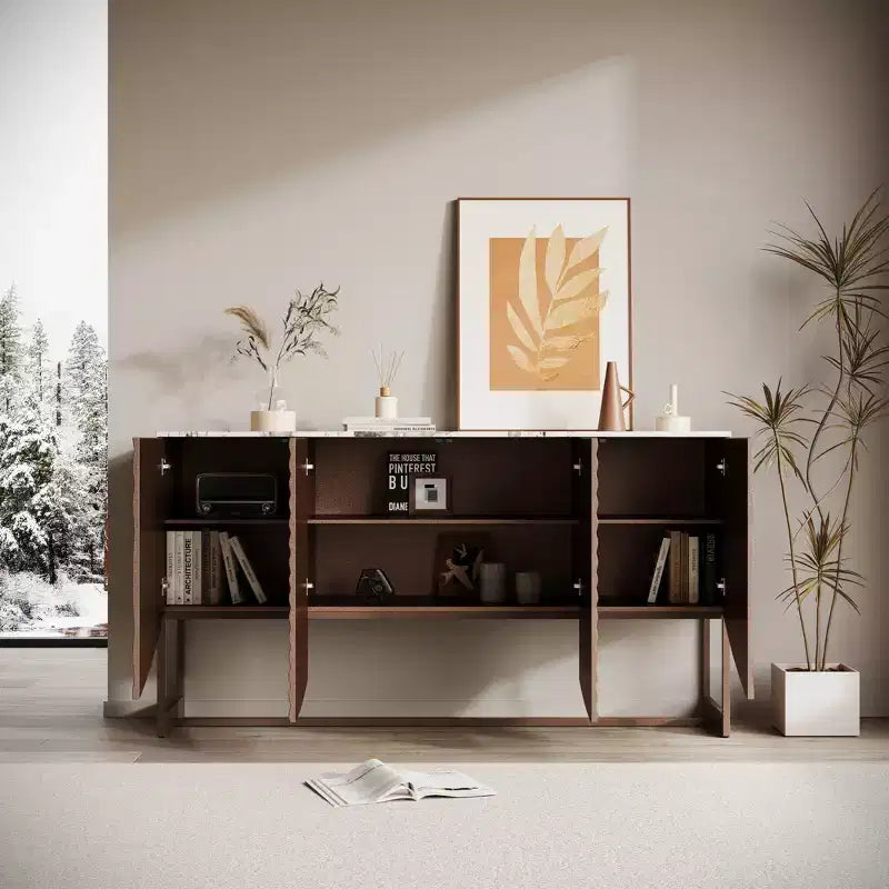Modern Wave Texture Sideboard Storage Cabinet