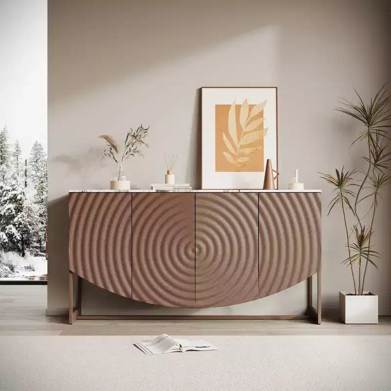 Modern Wave Texture Sideboard Storage Cabinet