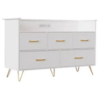 Commode moderne pour chambre, meuble de rangement en bois avec éclairage LED et station de recharge, commode blanche pour dressing, couloir et entrée