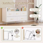 Commode moderne pour chambre, meuble de rangement en bois avec éclairage LED et station de recharge, commode blanche pour dressing, couloir et entrée
