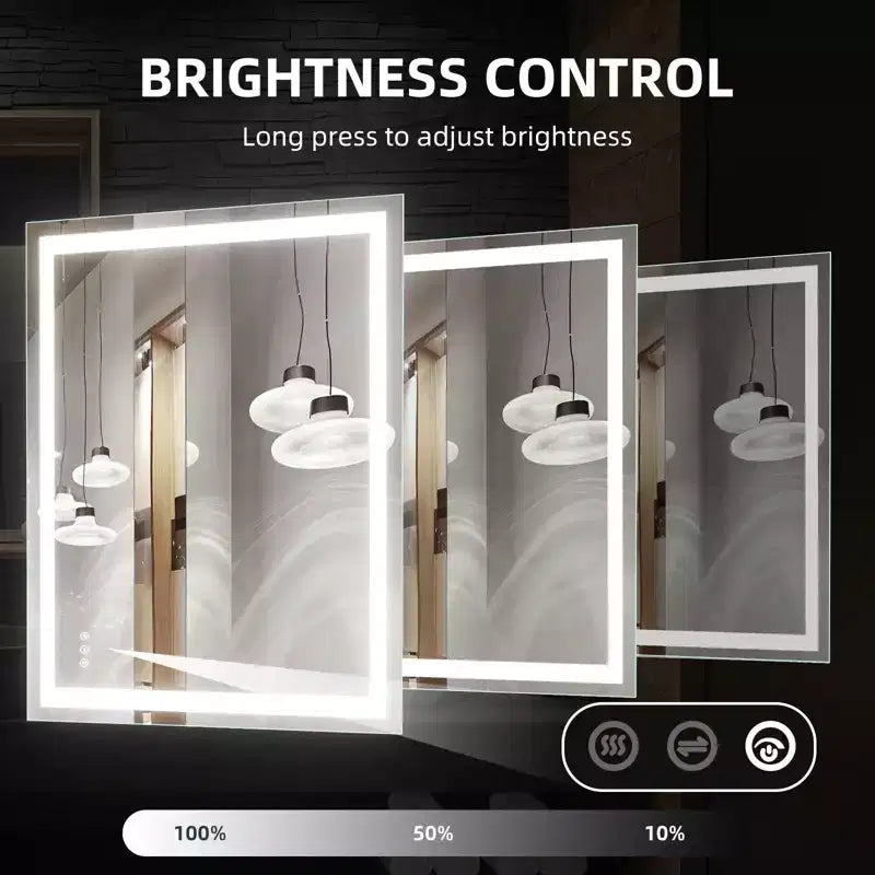 Double LED Backlit Bathroom Mirror Modern Vanity Wall Mirror with Anti-Fog, Shatter-Proof Glass, Memory Function, Horizontal or Vertical Mount