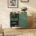 Wijnkast, wijnbar-kast met geribbelde deuren, modern klein buffetdressoir met wijnrek en glashouders