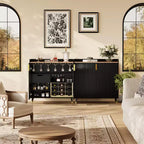 Wijnkast, wijnbar-kast met geribbelde deuren, modern klein buffetdressoir met wijnrek en glashouders