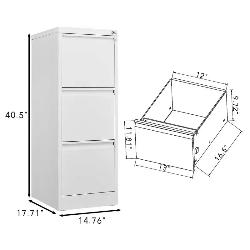 3/4 Drawer File Cabinet with Lock, Vertical File Cabinets for Home Office, Metal Filing Cabinets, Heavy Duty Steel Lockable Filing Storage Cabinet