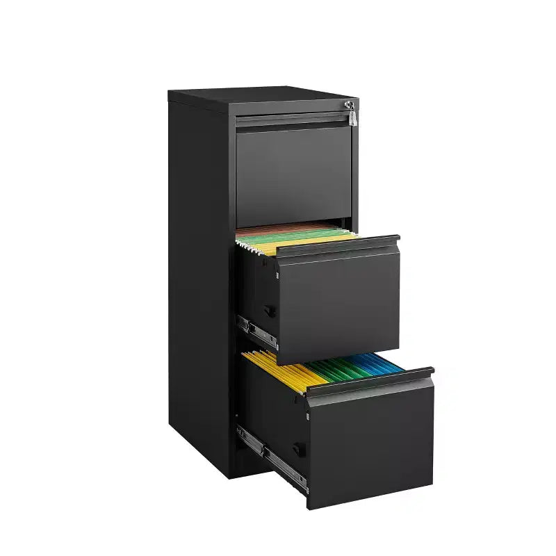 3/4 Drawer File Cabinet with Lock, Vertical File Cabinets for Home Office, Metal Filing Cabinets, Heavy Duty Steel Lockable Filing Storage Cabinet