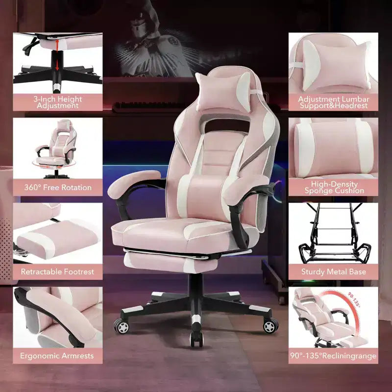 Big and Tall Office Chair, High Back Leather Gaming Chair with Footrest, Ergonomic Computer Chair with/Lumbar Support & Headrest