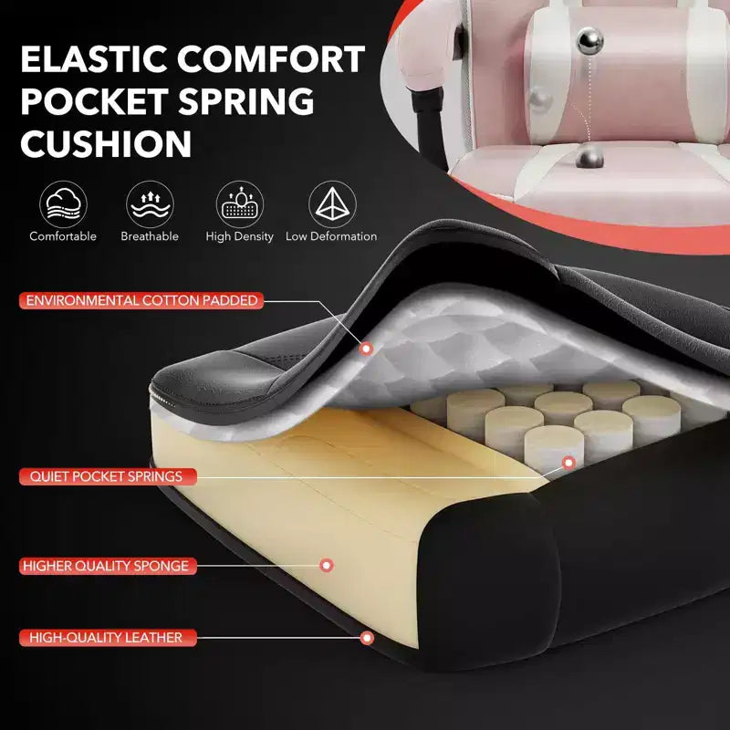 Big and Tall Office Chair, High Back Leather Gaming Chair with Footrest, Ergonomic Computer Chair with/Lumbar Support & Headrest