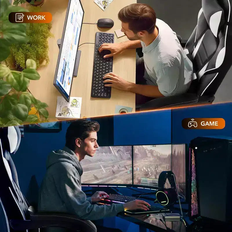 Big and Tall Office Chair, High Back Leather Gaming Chair with Footrest, Ergonomic Computer Chair with/Lumbar Support & Headrest