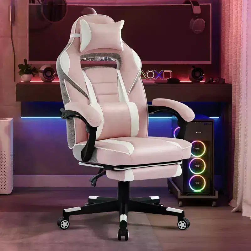 Big and Tall Office Chair, High Back Leather Gaming Chair with Footrest, Ergonomic Computer Chair with/Lumbar Support & Headrest