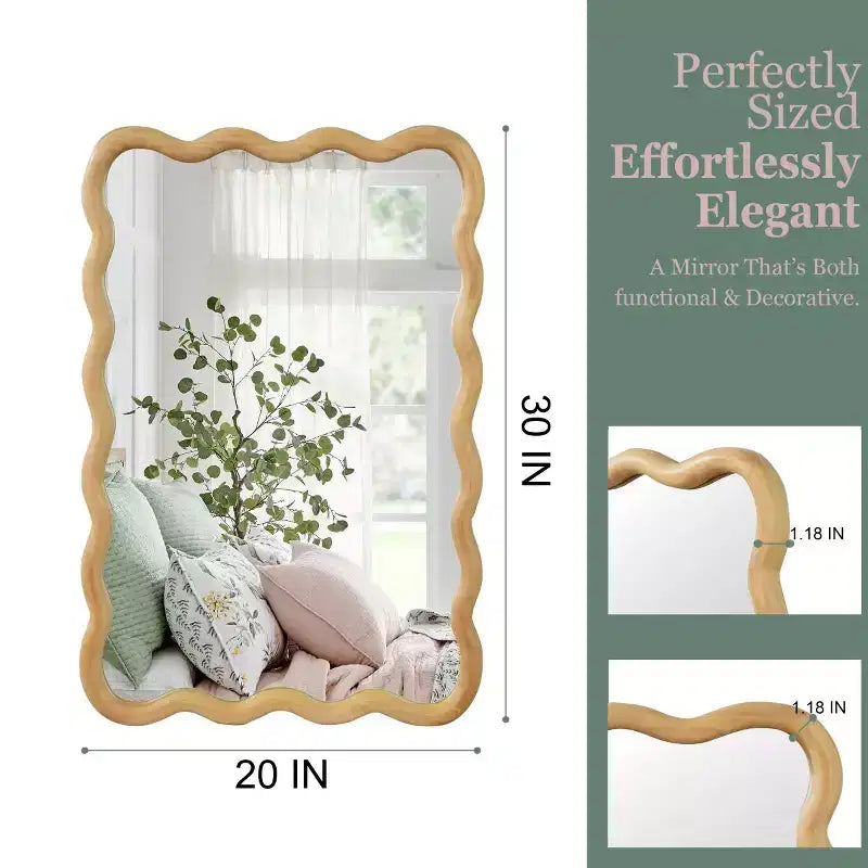 20 x 30 Rectangular Decorative Wall Mirror with Solid Wood Frame, Accent Vanity Mirror for Bathroom or Entryway
