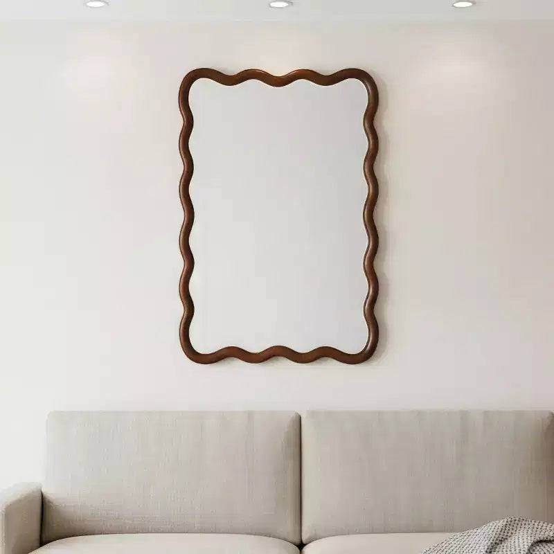 Specchio Decorativo Rettangolare da Parete 20 x 30 con Cornice in Legno Massello, Specchio d'Accento per Bagno o Ingresso