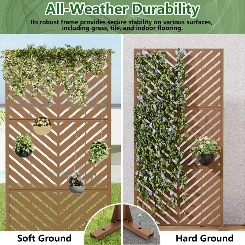 Outdoor Metal Privacy Screen Freestanding Fence Panels for Garden Patio Deck Yard 59H x 30W/60W, 72H x 35W/47W/70W/94W