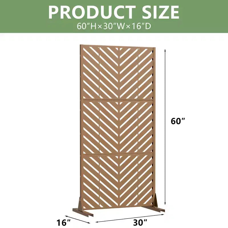 Outdoor Metal Privacy Screen Freestanding Fence Panels for Garden Patio Deck Yard 59H x 30W/60W, 72H x 35W/47W/70W/94W