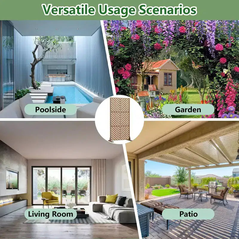 Outdoor Metal Privacy Screen Freestanding Fence Panels for Garden Patio Deck Yard 59H x 30W/60W, 72H x 35W/47W/70W/94W