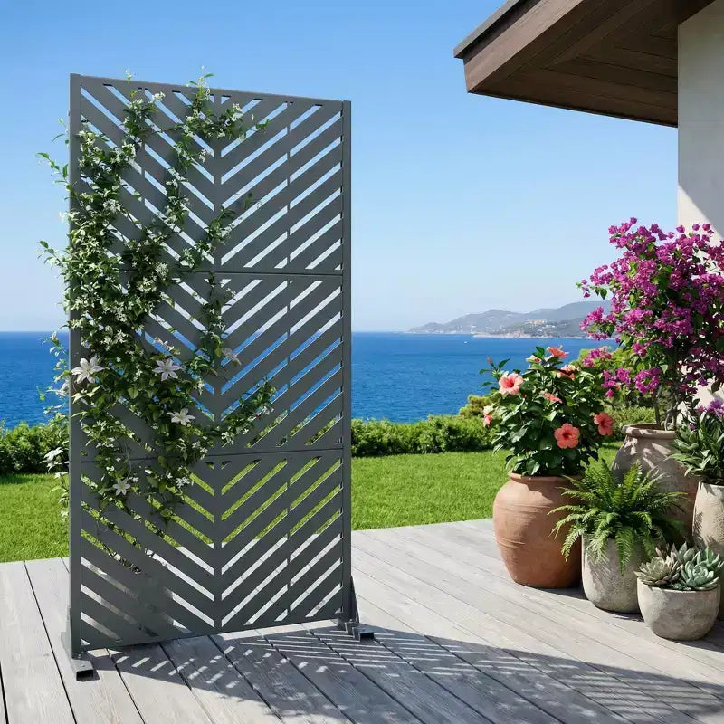 Outdoor Metal Privacy Screen Freestanding Fence Panels for Garden Patio Deck Yard 59H x 30W/60W, 72H x 35W/47W/70W/94W