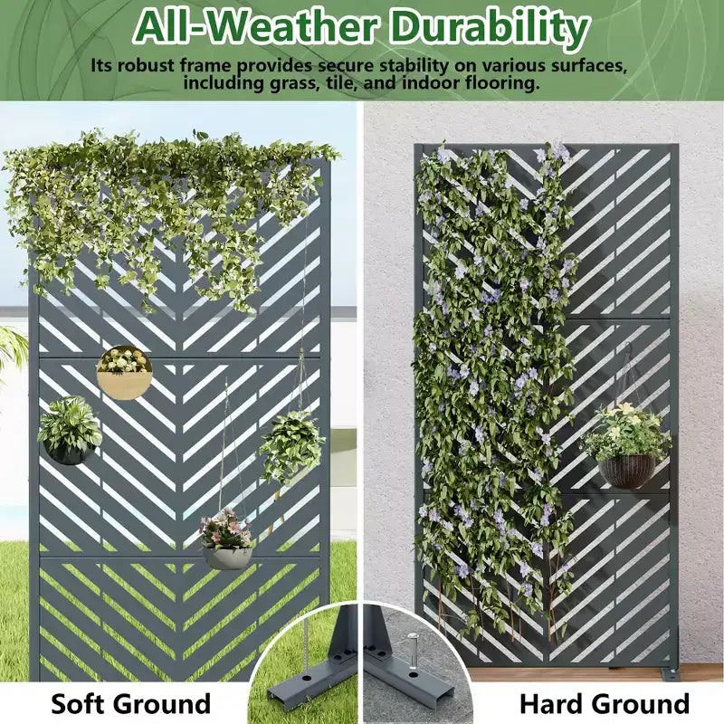 Outdoor Metal Privacy Screen Freestanding Fence Panels for Garden Patio Deck Yard 59H x 30W/60W, 72H x 35W/47W/70W/94W