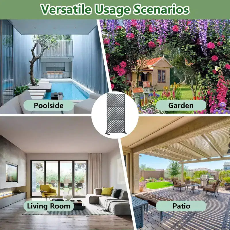 Outdoor Metal Privacy Screen Freestanding Fence Panels for Garden Patio Deck Yard 59H x 30W/60W, 72H x 35W/47W/70W/94W