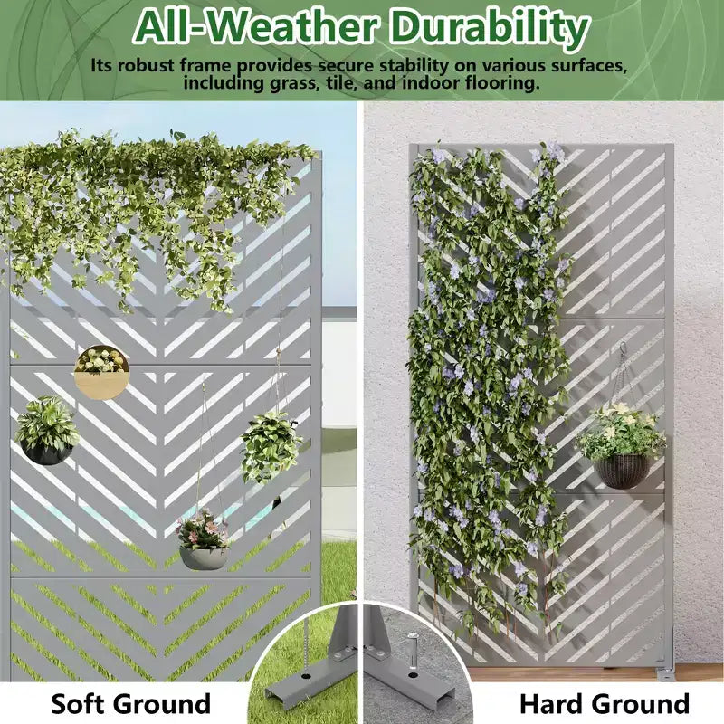 Outdoor Metal Privacy Screen Freestanding Fence Panels for Garden Patio Deck Yard 59H x 30W/60W, 72H x 35W/47W/70W/94W