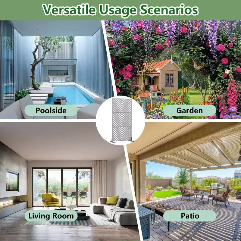 Outdoor Metal Privacy Screen Freestanding Fence Panels for Garden Patio Deck Yard 59H x 30W/60W, 72H x 35W/47W/70W/94W