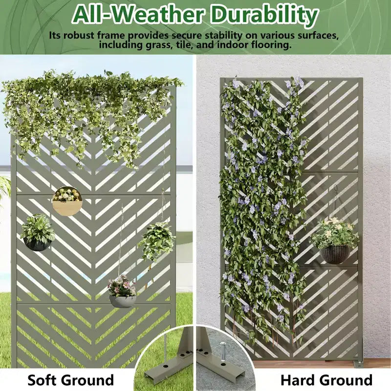 Outdoor Metal Privacy Screen Freestanding Fence Panels for Garden Patio Deck Yard 59H x 30W/60W, 72H x 35W/47W/70W/94W