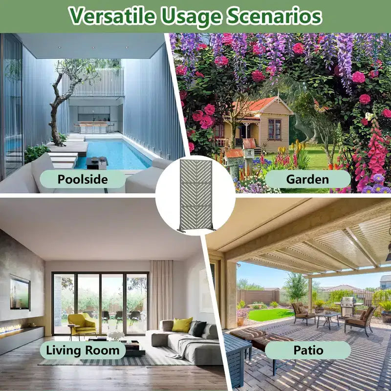 Outdoor Metal Privacy Screen Freestanding Fence Panels for Garden Patio Deck Yard 59H x 30W/60W, 72H x 35W/47W/70W/94W