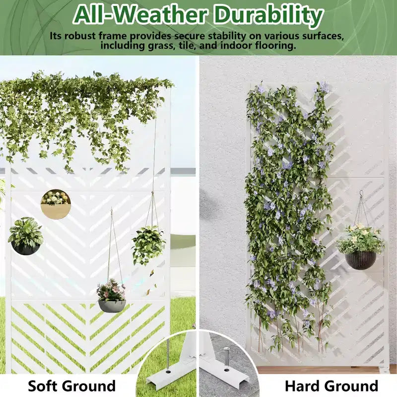 Outdoor Metal Privacy Screen Freestanding Fence Panels for Garden Patio Deck Yard 59H x 30W/60W, 72H x 35W/47W/70W/94W