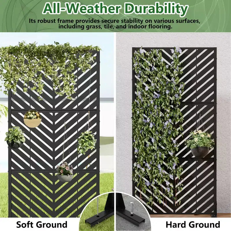 Outdoor Metal Privacy Screen Freestanding Fence Panels for Garden Patio Deck Yard 59H x 30W/60W, 72H x 35W/47W/70W/94W