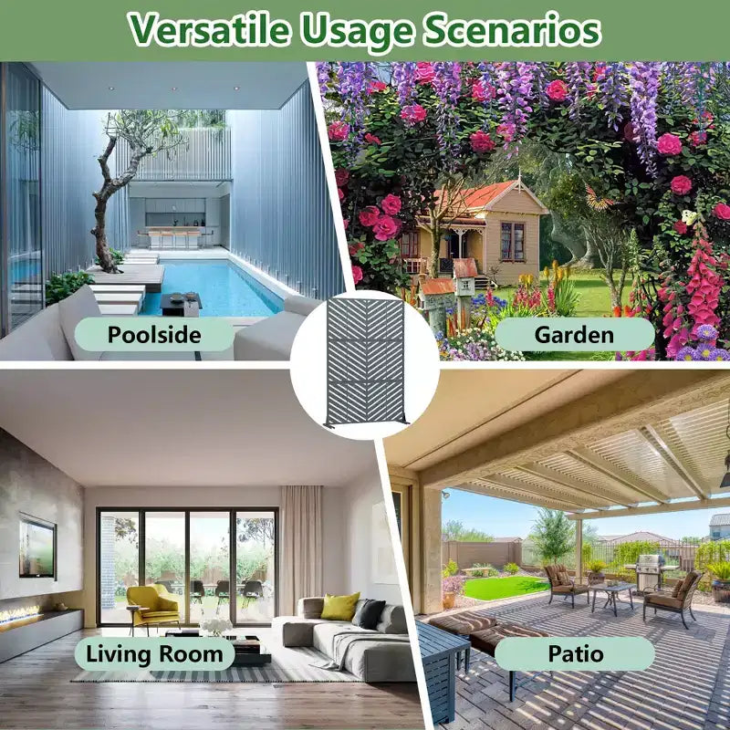 Outdoor Metal Privacy Screen Freestanding Fence Panels for Garden Patio Deck Yard 59H x 30W/60W, 72H x 35W/47W/70W/94W