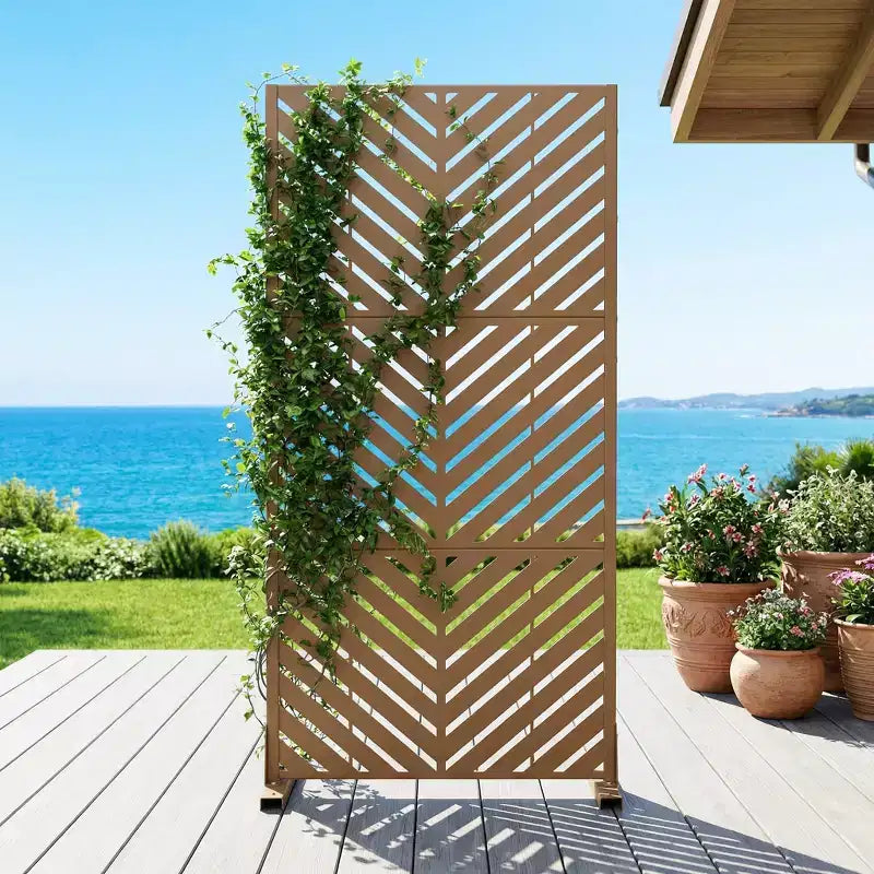 Outdoor Metal Privacy Screen Freestanding Fence Panels for Garden Patio Deck Yard 59H x 30W/60W, 72H x 35W/47W/70W/94W