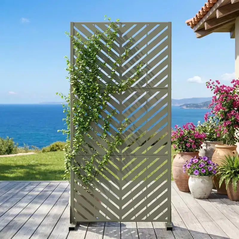 Outdoor Metal Privacy Screen Freestanding Fence Panels for Garden Patio Deck Yard 59H x 30W/60W, 72H x 35W/47W/70W/94W