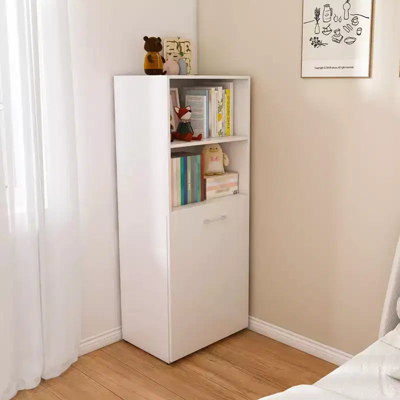Extendable Desk with Storage Shelves & Casters, Foldable Design for Small Spaces & Offices (White)