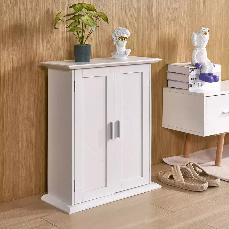 Modern Bathroom Storage Wall Cabinet with Adjustable Shelves, Freestanding Floor Cabinet for Bathroom, Entryway, and Small Spaces, White