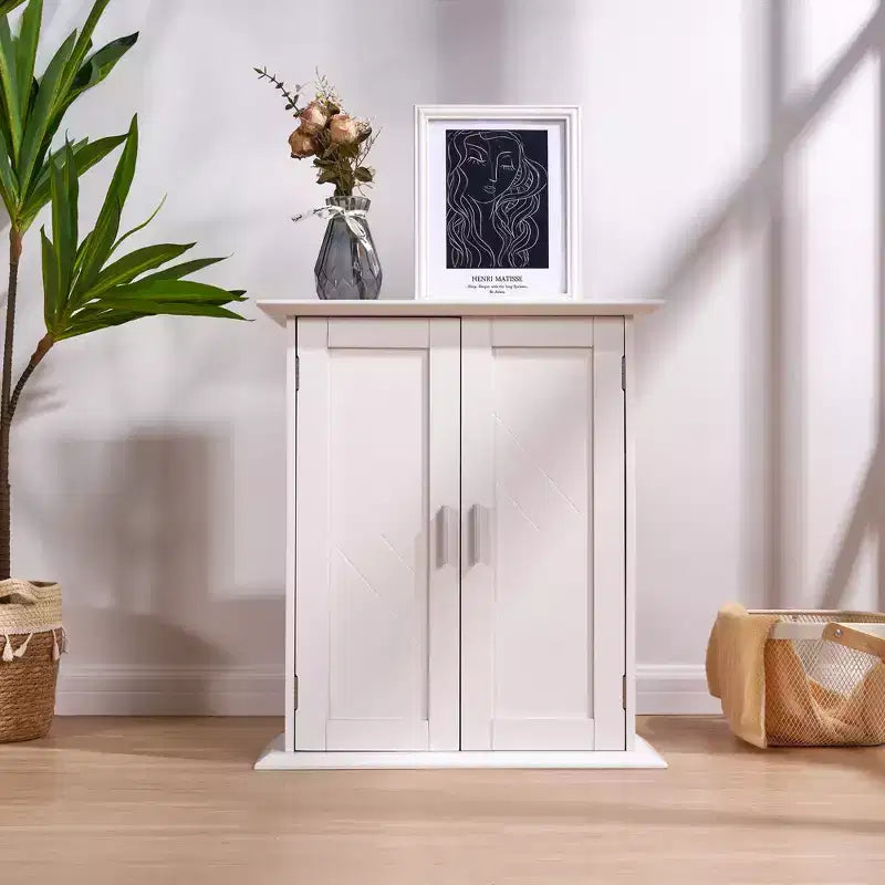 Modern Bathroom Storage Wall Cabinet with Adjustable Shelves, Freestanding Floor Cabinet for Bathroom, Entryway, and Small Spaces, White