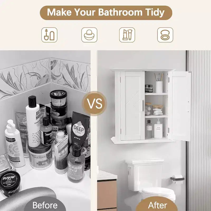 Modern Bathroom Storage Wall Cabinet with Adjustable Shelves, Freestanding Floor Cabinet for Bathroom, Entryway, and Small Spaces, White
