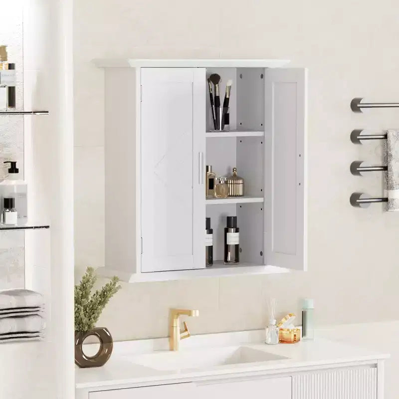 Modern Bathroom Storage Wall Cabinet with Adjustable Shelves, Freestanding Floor Cabinet for Bathroom, Entryway, and Small Spaces, White