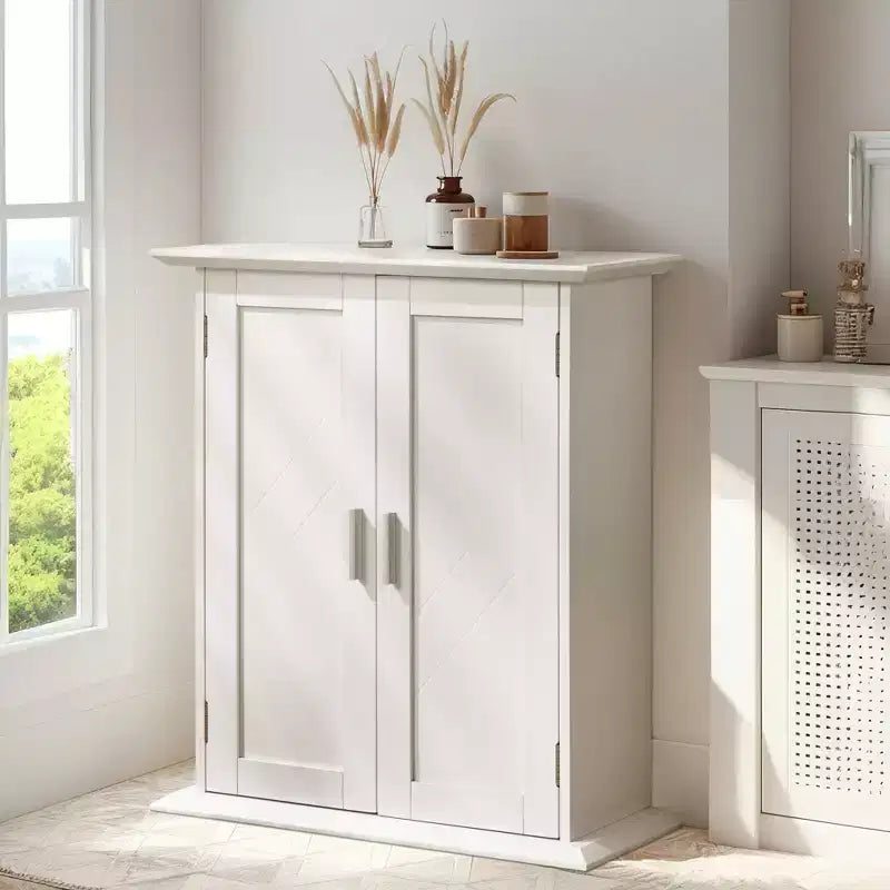 Modern Bathroom Storage Wall Cabinet with Adjustable Shelves, Freestanding Floor Cabinet for Bathroom, Entryway, and Small Spaces, White