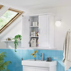 Mobiletto moderno da parete per il bagno con ripiani regolabili, mobiletto da pavimento indipendente per bagno, ingresso e piccoli spazi, bianco