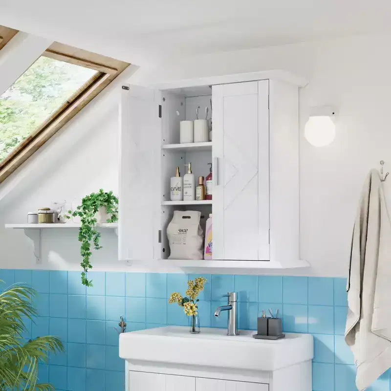 Modern Bathroom Storage Wall Cabinet with Adjustable Shelves, Freestanding Floor Cabinet for Bathroom, Entryway, and Small Spaces, White