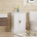 Mobiletto moderno da parete per il bagno con ripiani regolabili, mobiletto da pavimento indipendente per bagno, ingresso e piccoli spazi, bianco