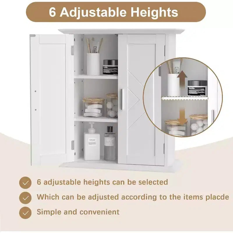 Modern Bathroom Storage Wall Cabinet with Adjustable Shelves, Freestanding Floor Cabinet for Bathroom, Entryway, and Small Spaces, White