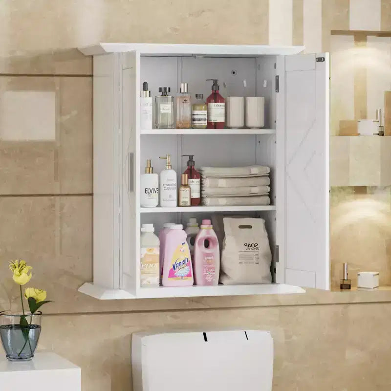 Modern Bathroom Storage Wall Cabinet with Adjustable Shelves, Freestanding Floor Cabinet for Bathroom, Entryway, and Small Spaces, White