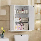 Mobiletto moderno da parete per il bagno con ripiani regolabili, mobiletto da pavimento indipendente per bagno, ingresso e piccoli spazi, bianco