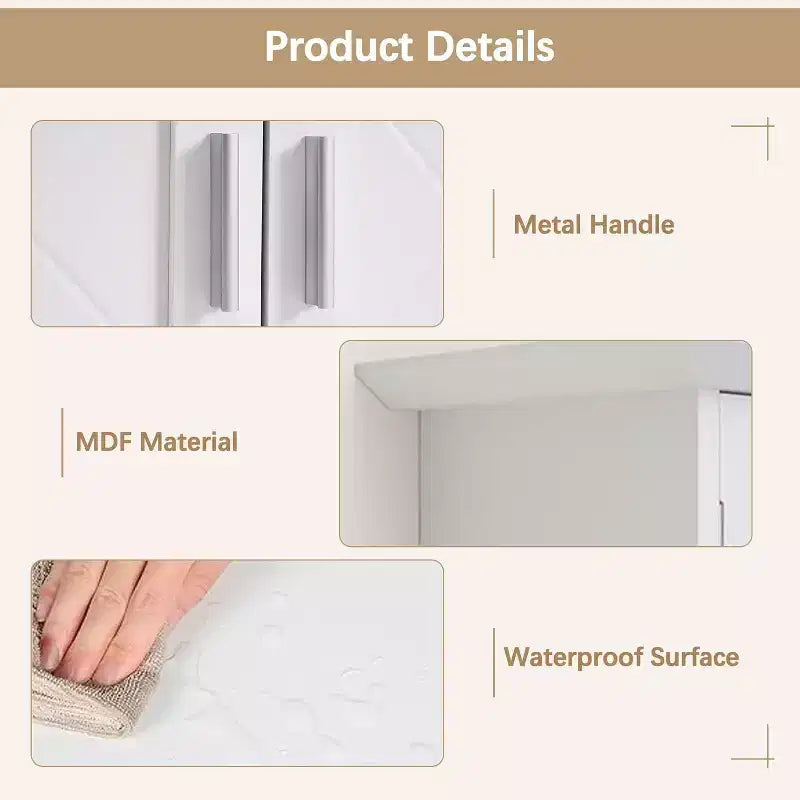 Modern Bathroom Storage Wall Cabinet with Adjustable Shelves, Freestanding Floor Cabinet for Bathroom, Entryway, and Small Spaces, White