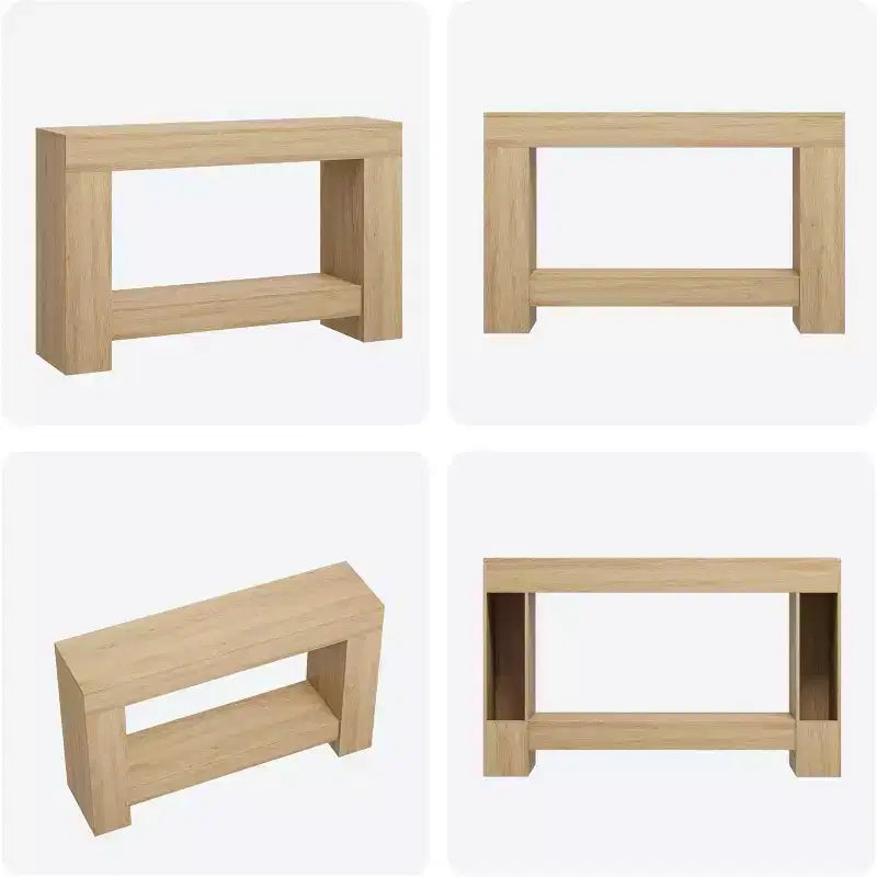 47in Farmhouse Entryway Console Table, 2-Tier Rustic Sofa Table with Metal Legs for Behind Couch Hallway Living Room