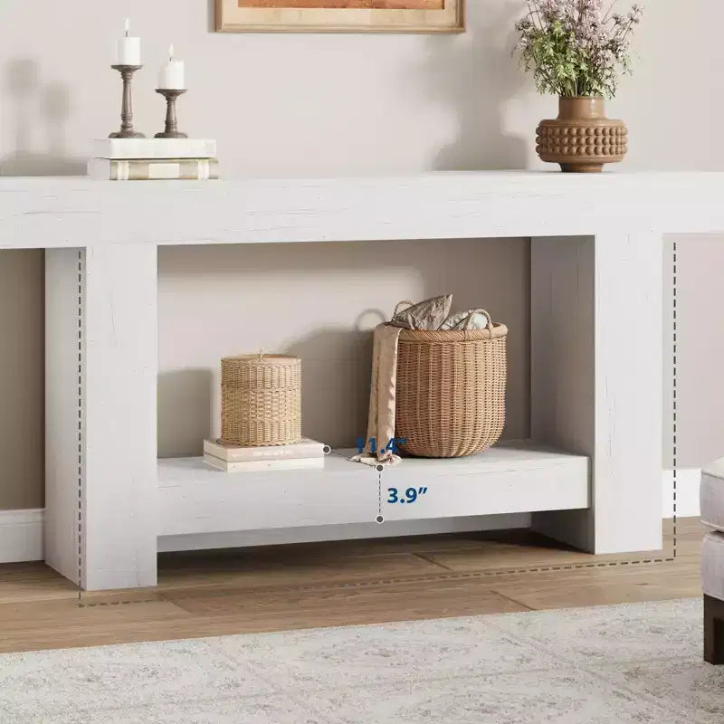 63 Farmhouse Console Table with 2-Tier Storage, Long Entryway & Sofa Table for Living Room and Hallway