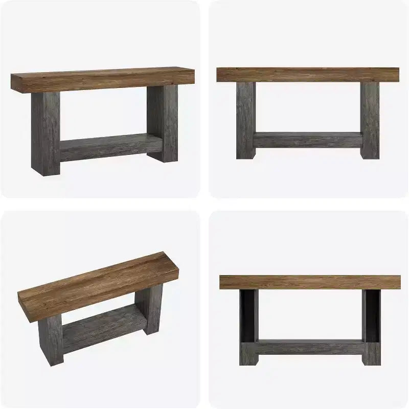 63 Farmhouse Console Table with 2-Tier Storage, Long Entryway & Sofa Table for Living Room and Hallway